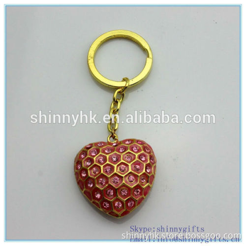 Red heart lovers key chain with diamond for girls SI-SCK20140029